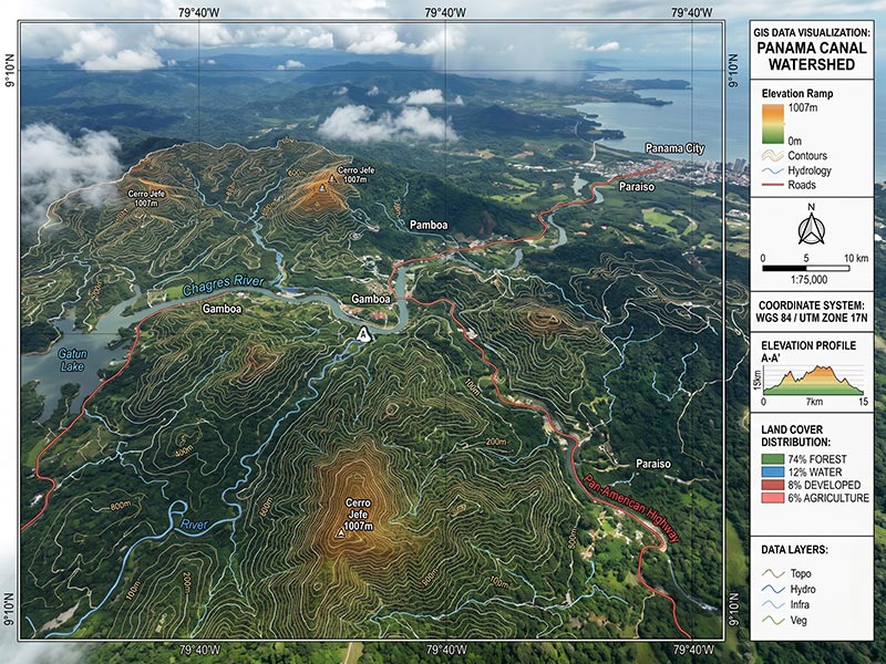 Mapas SIG y análisis geoespacial en Panamá